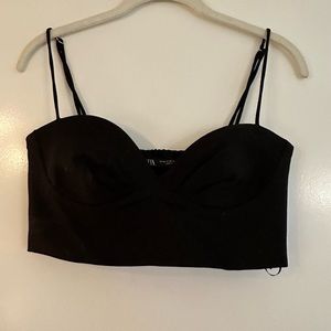 Size XS zara corset crop top with sweetheart neck, color black NWOT